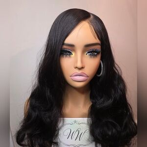 Natural Color Black Body Wave Human Hair Lace Wig
